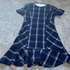 Elegant Navy Plaid Dress